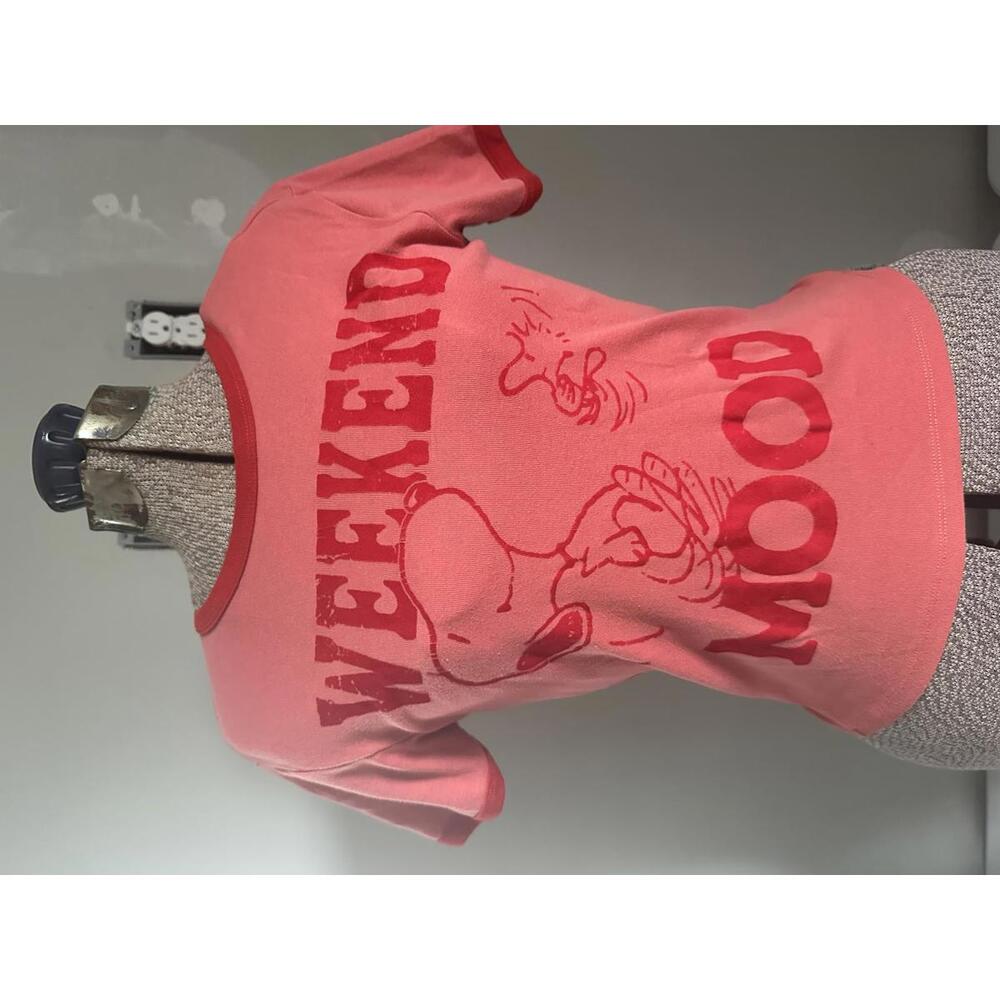 Peanuts Women's Red T-shirt Small